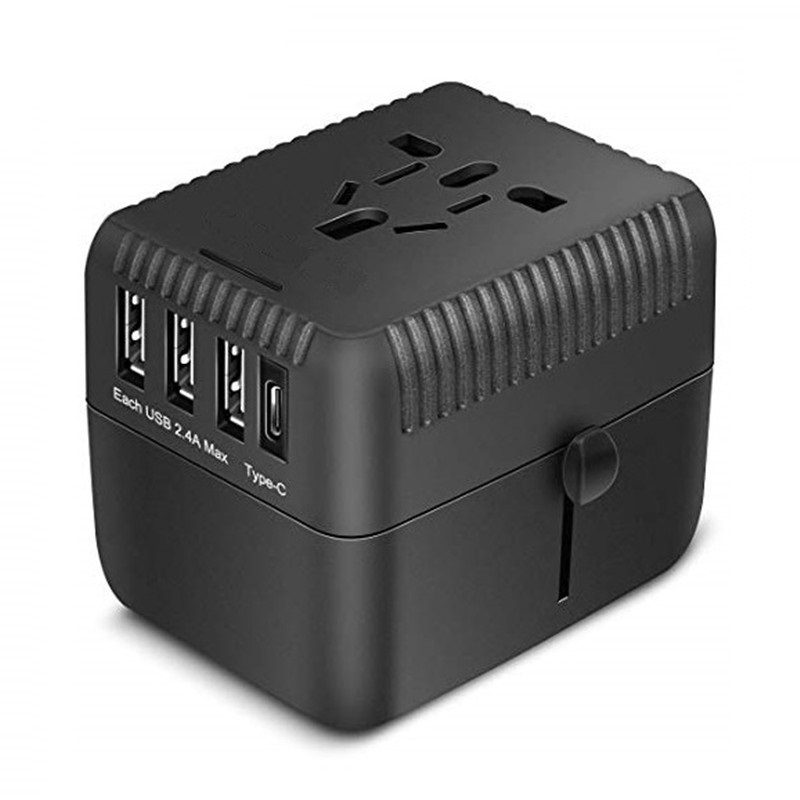 RRRTRADEL Universal Travel Adapter, All in One International Power Adapter with 3 USB + 1 típusú C típusú charging Ports, European Plug Adapter, AC Outlet Plug Adapter for European, US, UK, AU 160+ Országok