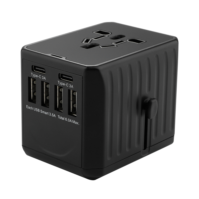 2020 új 110-250V US AUS UK EU plug mobiltelefon kiegészítők 6USB töltő 6A output univerzális utazóadapter 4USB+2Type-C-vel